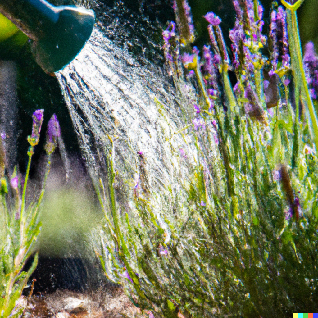 watering lavender as suggested in the guide on how to Learn how to grow Lavender 