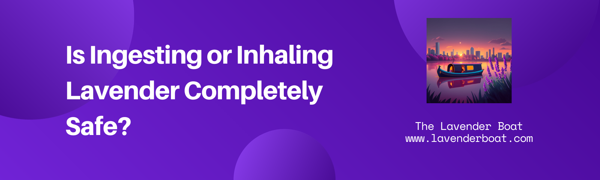 Is-Ingesting-or-Inhaling-Lavender-Completely-Safe. written on a purple background with the Lavender Boat logo alongside it